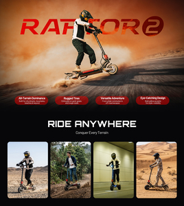 Trottinette électrique Raptor2 60V pour adultes, pneus larges de 11 pouces, moteur haute performance, batterie 30Ah longue autonomie, étanche, Raptor2 haute endurance et performance - Product Image 1