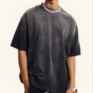 Camiseta de algodón personalizada para hombre, 250G, de alto gramaje, oversize, lisa, ecológica, estilo urbano, cuello redondo, manga corta, con efecto puff - Product Image 2