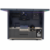 BBQ Hub Cuisine extérieure contemporaine en acier préfabriquée modulaire de style caserne de garde pour jardin et maison