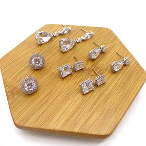 Zhenlu Jewelry Geometric Crystal <b>Earrings</b> With Zirconia Teardrop Design For Women Party <b>Stud</b> <b>Earrings</b> - Product Image 2