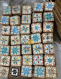 Posavasos Cuadrado de Ratán Tejido, Colorido, Moderno, Ecológico, Resistente al Calor, Aislante para Tazas de Café, de Vietnam - Product Image 2