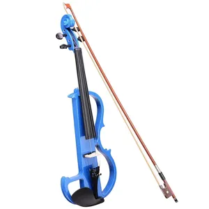 Violín <span class=keywords><strong>el</strong></span>éctrico <span class=keywords><strong>de</strong></span> cuerpo sólido 4/4, silencioso, para práctica, con arco, estuche, cable y accesorios para músicos principiantes - Product Image 2
