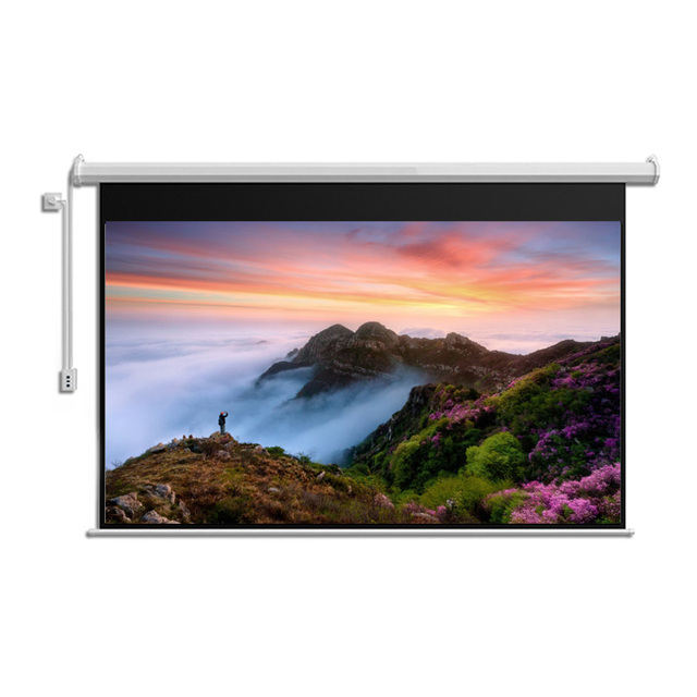 2023 Electric White Fiber Projection Screen 84 Inch 4:3 Motorized Remote Control Automatic Lifting Projector Screen