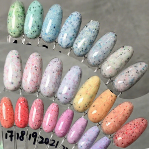 Nueva Llegada, Base de Goma con Lentejuelas Amarillas SIN ÁCIDO, Base de Brillo Rosa Natural SIN HEMA, Esmalte de Gel Nivelador con Lentejuelas Azules - Product Image 1