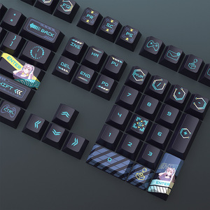 Venta al por mayor de 126 teclas PBT, juego de teclas personalizadas, sublimación de cereza, competición eléctrica negra para teclado mecánico - Product Image 3
