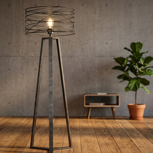 Lampe de sol LED moderne en métal avec finition noire, design trépied, éclairage décoratif pour la maison, CRI élevé 90 - Product Image 3