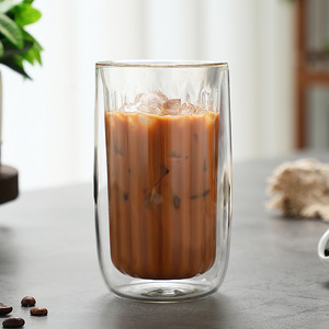 Tazza da Caffè in Vetro a Doppia Parete, Vetro Borosilicato di Alta Qualità con Effetto Opaco e Striscia Esterna, per Bere Caffè e Tè - Product Image 5