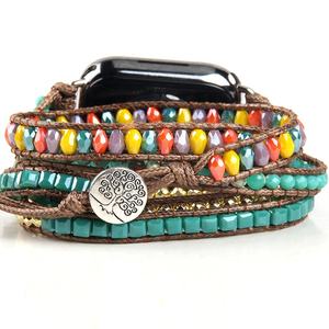 <span class=keywords><strong>Bracelet</strong></span> de montre Boho perlé fait à la main pour femmes, mélange de pierres naturelles de 4mm, améthyste, gravier, charme, 5 brins, cadeau - Product Image 3