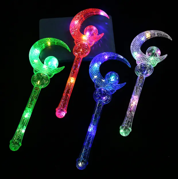 Karikatür LED parlak çubuk kolye yıldız ay yanıp sönen ışık Up değnek parti konseri için çocuk oyuncak