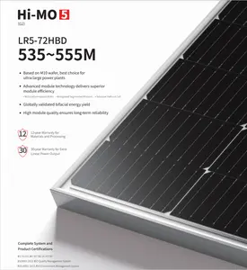 Hi-MO5 asli Panel surya Mono LR5-72HBD 555W 550W 540W Panel surya fotovoltaik surya 550W Panel surya Bifacial semua Panel surya hitam