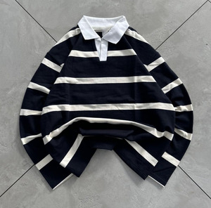 Haut décontracté ample à manches longues en polyester/coton tricoté, col montant, respirant, écologique, OEM ODM, vente en gros - Product Image 1