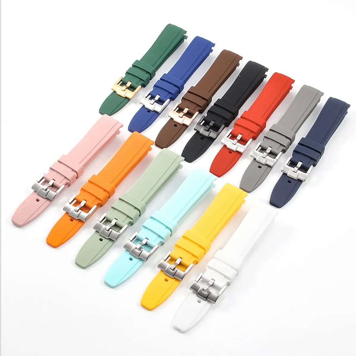 Curved End Rubber Strap 22mm Fitted Integrated Silicone Wrist Band For Blancpai X S-watch Five Oceans