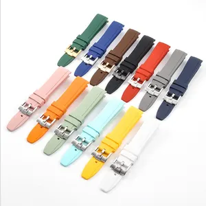 Curved End Rubber Strap 22mm Fitted Integrated Silicone Wrist Band For Blancpai X S-watch 5 Oceans