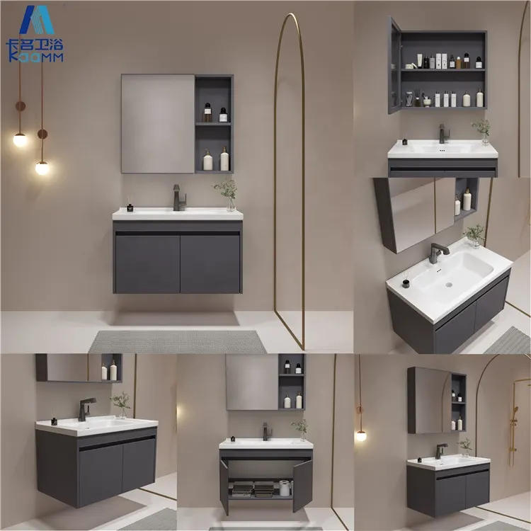 Grosir murah peralatan kamar mandi aluminium tahan air kabinet wastafel tunggal vanities untuk hotel