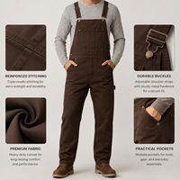 Salopette de travail pour hommes en coton antibactérien à jambe droite avec bretelles réglables, bas de tenue uniforme personnalisé pour le personnel, avec logo par transfert thermique