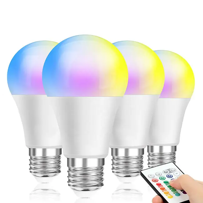 Stokta popüler renk değişen RGB ampul uzaktan kumanda ile kısılabilir LED ampul 7W 600LM CE ROHS