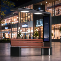 Banc solaire intelligent intégré, mobilier d'extérieur avec chargeur sans fil, lumière LED WiFi pour sièges urbains intelligents