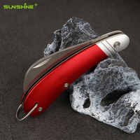 Couteau pliant SUNSHINE 3CR13 en acier inoxydable industriel avec lame en acier inoxydable et manche en aluminium pour l'élagage, la bouture et le greffage