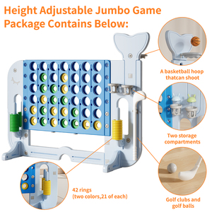 Jeu de connexion réglable 4 en 1 Rangée Jouets de puzzle éducatifs populaires pour enfants Connect 4 Basketball Hoop <span class=keywords><strong>Golf</strong></span> Game Ring Toss - Product Image 2