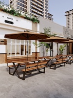 Table à manger moderne intégrée, ensemble de chaises, table carrée extérieure de loisir parapluie à usage commercial pour les cafés, les restaurants et les hôtels