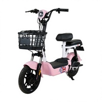 Vélo électrique à cadre basse avec panier avant et siège passager arrière pour adultes, idéal pour les trajets urbains