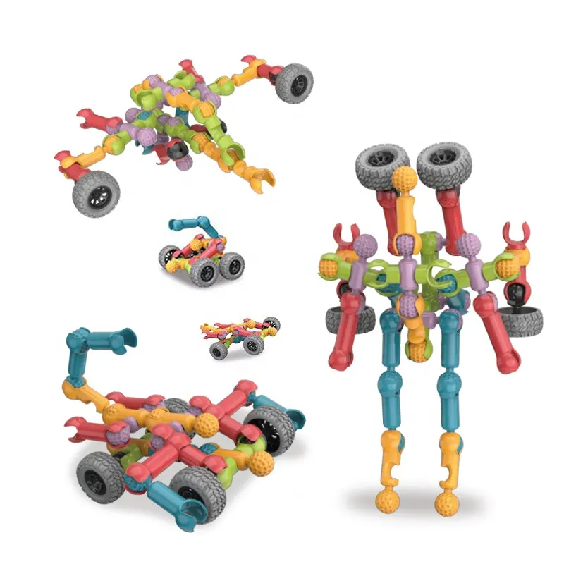34pcs STEM DIY lắp ráp đa chức năng Skeleton Doanh Rod Đồ chơi khối xây dựng trẻ em sáng tạo Skeleton Rod khối xây dựng bộ