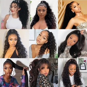 Оптовая продажа: 100 г натуральных кудрявых волос Remy для наращивания, пряди для хвоста, бразильские волосы, натуральный цвет, для женщин - Product Image 5