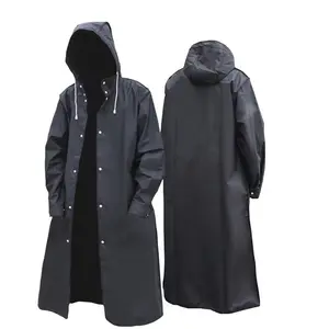 Wholesale Black Hooded One-piece Windproof Raincoat Travel Mountaineering Rain Jacket Thickened Adult Rainwear