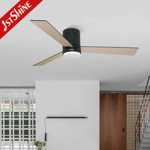 Ventilador de teto decorativo, 1 haste, iluminação led, lâminas de madeira mdf, 52 polegadas, ventilador de teto