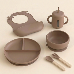 Produits pour bébés personnalisés OEM ODM, cadeaux, ensembles de repas pour enfants, sans BPA, bol et cuillère pour nouveau-nés, ensemble de vaisselle en silicone pour bébés - Product Image 4