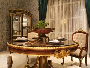 Yips LD-2004-1863 European Series Solidwood Classical Side <strong>Chair</strong> for <strong>Dining</strong> Hand <strong>Painted</strong> Veneer Pattern Carving Detail - Product Image 5
