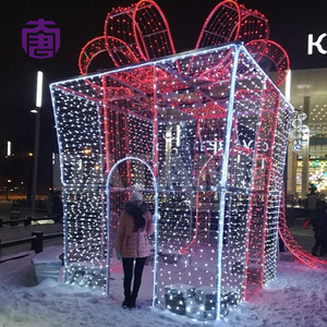 Caja de regalo 3D brillante con luces LED decorativas impermeables IP65 para interiores/exteriores, Navidad, festivales, jardín, camino, días festivos - Product Image 3