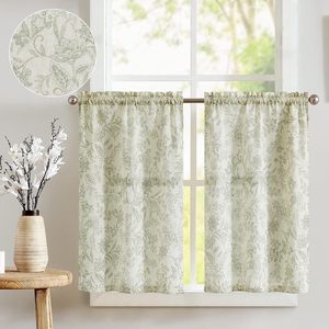 Rideau court en tissu eucalyptus colibri vert, motif botanique, pour <span class=keywords><strong>cuisine</strong></span>, chambre, <span class=keywords><strong>salon</strong></span>, décoration intérieure, 2 panneaux personnalisables - Product Image 4