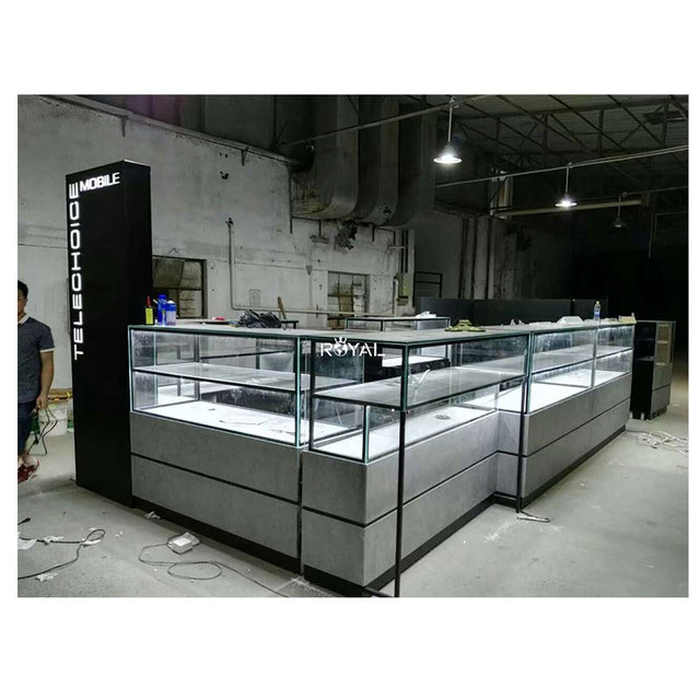Cell Phone Kiosk Shopping Mall Shop Counter Table Design to Display Mobile Phone Accessories and Repair Kiosk