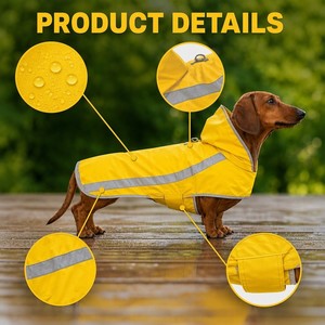 OEM ODM Dachshund Full Belly Waterproof <strong>Dog</strong> Raincoat Nylon Rain Jacket With Reflective Stripe <strong>Sausage</strong> <strong>Dog</strong> Rain <strong>Coat</strong> Wholesale - Product Image 2