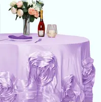 120 ''Ronde Bruiloft Tafelkleed Met Grote Rosette Satijnen Bloem Rok Satijnen Stof Tafelkleden Decoratie