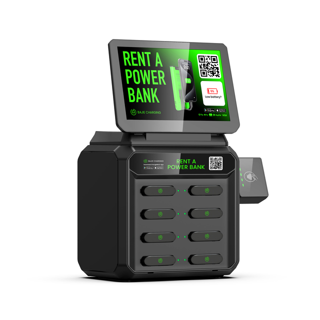 8 Slots Mobile Cell Phone Charging Station Shared Power Bank With Screen and POS for Multiple Devices for Commercial Outdoor