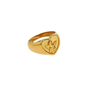 Yiwu DAICY unique vintage stainless steel angel rings 18k gold cherub Cupid heart sign ring for women fine jewelry