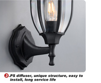 Lanterne murale LED de style moderne de luxe noire pour la décoration extérieure du jardin, vente chaude