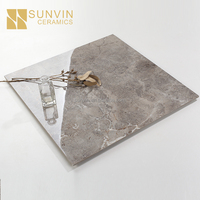 Carreaux de sol et de mur en porcelaine émaillée polie de haute qualité, modernes, 600 x 1200 mm, ACCENTS gris, texture pierre, pour villa