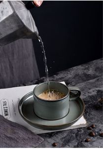 Hot Sale Ceramic Espresso Colored Natural Stone Glazed Coffee and <b>Saucer</b> Set Latte <b>Cup</b> for Cafe - Product Image 6