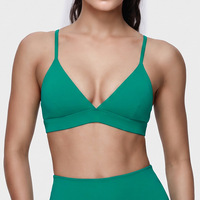 Soutien-gorge de sport en gros, haute élasticité, col en V, fines bretelles, dos croisé, large bande sous-bustier, gilet de yoga absorbant les chocs pour femmes