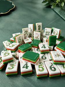 Juego de Mahjong de Lujo para Niños <span class=keywords><strong>Daen</strong></span>, Estilo Can, Acrílico Ecológico y Duradero, para 4 Jugadores, Serie Ice Flower Shell - Product Image 4