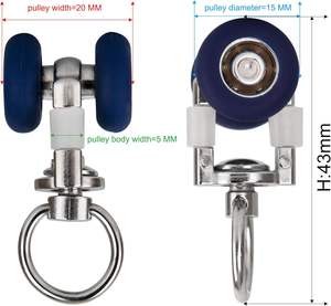Sessiz Paslanmaz Çelik Perde Rayı Makaraları-20mm Çaplı Tavan/Duvara Monte Kaydırıcılar Ev Ofis için Kasnak Kaydırıcılar - Product Image 2
