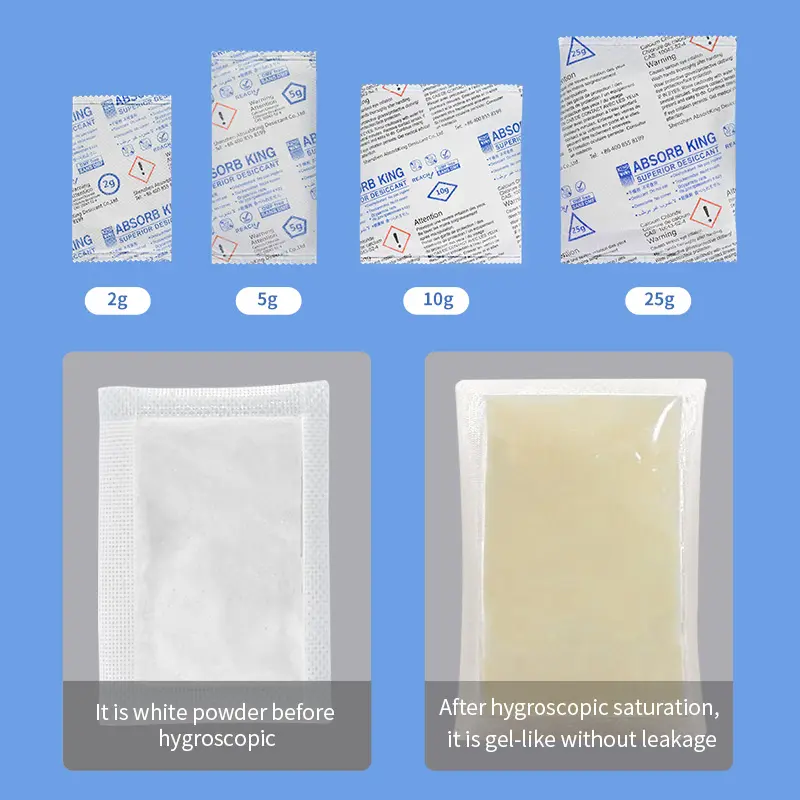 Absorb King Super Dry desecante paquete pequeño a prueba de humedad cloruro de calcio desecante bolsa 5g desecante