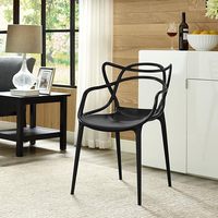 Fauteuil de salle à manger moderne empilable ergonomique en plastique PP emmêlé pour bureau chambre patio cour