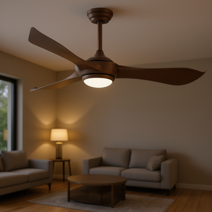 Ventilador de Techo LED Moderno de 52 Pulgadas con Luz, Acabado en Nogal, Motor DC, 3 Aspas, Control Remoto, 5 Velocidades, Regulable, 2700K Blanco Cálido - Product Image 2