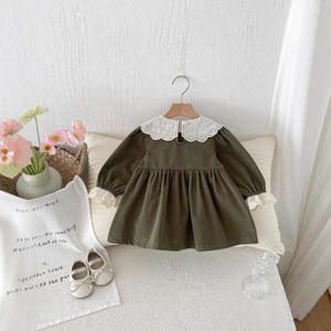 女童春秋婴儿连衣裙韩版时尚儿童郊游连衣裙蕾丝衣领翻领婴儿连衣裙 - Product Image 3