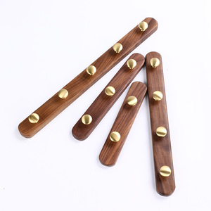Ganchos para Abrigos de Madera Maciza de Nogal, Montados en la Pared, Rectangulares, de Acero Inoxidable, con 2, 3, 4 o 5 Ganchos, para Baño, Entrada, Perchero para Abrigos y Gorras - Product Image 1