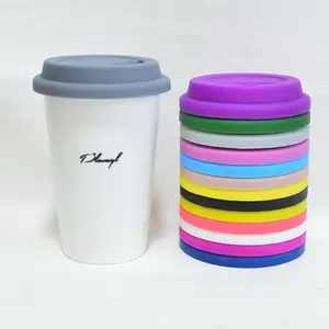 taza de café taza de la cubierta Suppliers-Tapas de silicona reutilizables para taza de café, alta calidad